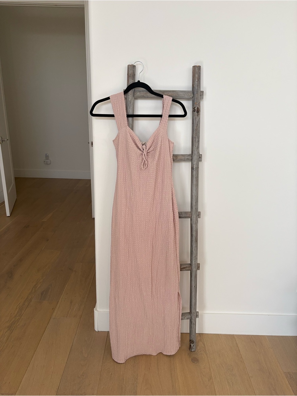 See You Monday Blush Pink Maxi Dress with Front Tie